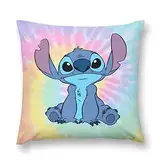 NUIGUBF Kompatibel mit Disney Lilo & Stitch Cartoon Cute Pattern Dekorative Kissenbezug, Kinder Super Soft Pillowcase Home Soft & Comfortable 18x18 Zoll (Doppelseitig)