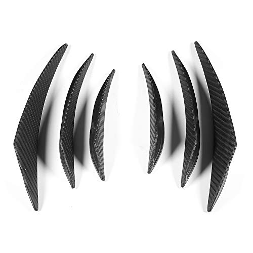 Splitter Flossen, 6 Stück Carbon Fiber Textur Auto Front Stoßstange Lip Splitter Fin Canard Splitter Diffusor Valenz Körper Spoiler Kit