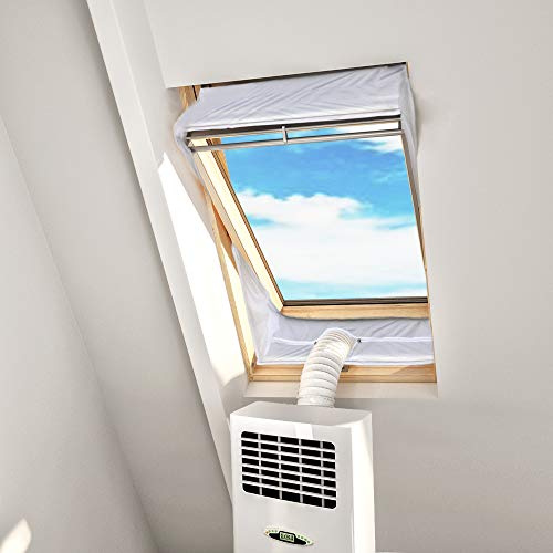 HOOMEE Fensterabdichtung für Mobile Klimageräte Dachfenster, Hot Air Stop zum Anbringen an Schwingfenster, Fensterabdichtung Klimaanlage für max. 390cm Fensterumfang, Fensterkitt Set 2x190cm