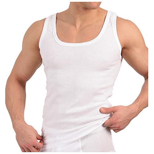 MT 6er Pack Herren Unterhemd DOPPELRIPP Classic Tank Top Weiss Größe XL