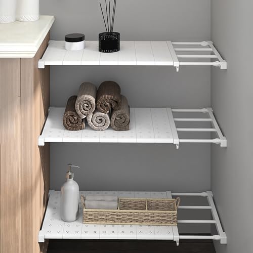 Bocguy Verstellbare Regale für Schrank, Lagerregal Regal Separator Abteil, Erweiterbares Einlegeböden für Kleiderschrank, Schrank, Küche, Badezimmer, 24cm Weit, Verstellbare Länge 38-60cm