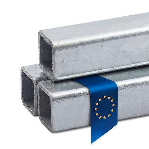 Stahl-Shop24 - Stahl Vierkantrohr Verzinkt Hohlprofil geschweißt Feuerverzinkt Konstruktionsrohr Quadratrohr für Konstruktionen Werkstoff S235JR, Länge: 1000 mm, Abmessung: 40 x 40 x 3 mm