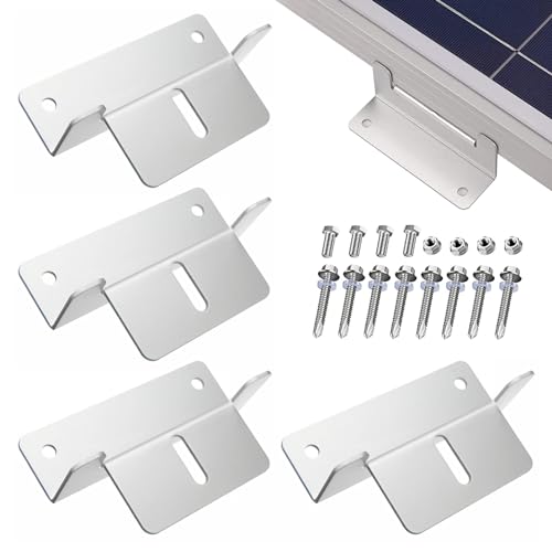 Porgeel Solarpanelhalterung 4pcs Solarpanel Montage Z Klammer Aluminiumlegierung Solarpanel Klemme mit und Schrauben für die Karawanen -Yacht Solar Panel Dachhalterungen