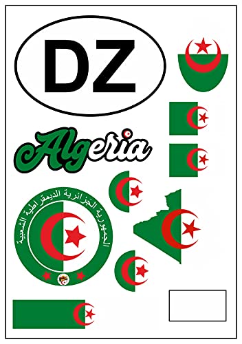 Daged Algerien Aufkleber Karte Stickerbogen - PKW Auto Motorrad Biker Flagge Fahne Deko AK
