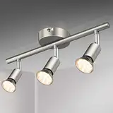 Defurhome LED Deckenleuchte Drehbar, 3 Flammig LED Strahler Deckenlampe Spot,Modern Deckenstrahler (Mattes Nickel), inkl. 3 x 4W GU10 LED Lampen (400LM, warmweiß)