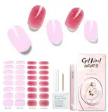 Aokitec Nagelfolie UV Härtend mit UV Lampe, 2x16 Stück UV Nagelfolie【Genießen Sie Schönheit &schützen Sie natürliche Nägel】Langlebige Nagelfolie Selbstklebend Gel Strips für DIY Nail Art, Glitzer Rosa