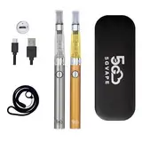 5GVAPE Elektronische Zigarette EGO EVOD CE4 USB Aufladung Wiederaufladbare Batterie Vape Stifte 2-Pakete Shisha Starter Kit,mit Lanyard,keine E-Flüssigkeit Kein Nikotin (Stahl Gold)