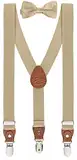 BomGuard 3 Clips Kinder Hosenträger Fliege Set Kleinkind Junge Mädchen,beige