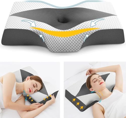 Hydomi Memory Foam Orthopädisches Kissen: Ergonomisches Kopfkissen für Nackenschmerzen-Nackenkissen Kopfkissen- Antischnarchkissen für Seiten, Rücken & Bauchschläf-Hohles Design, Ohrenschmerzen-frei