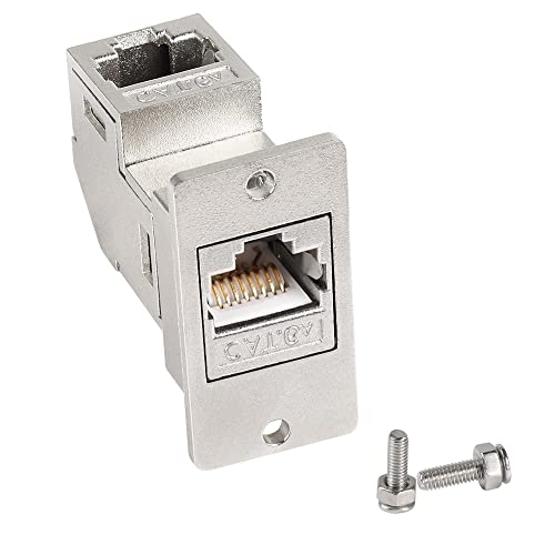 QIANRENON RJ45 Rechteckiger Panel 90° Winkel Adapter CAT6A RJ45 8P8C Buchse auf Buchse Metall Rechtwinklige Anschlüsse, Abschirmung,für industrielle Automatisierung medizinische Informationsnetzwerke