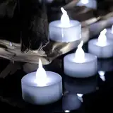 Anziner Led Teelichter,12 led kerzen flackernde flamme,realistische elektrische flackernde batteriebetriebene kerzen für Hochzeit Geburtstag Halloween Geschenke Home Decoration in Kaltes weiße