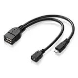 adaptare 40228 USB-OTG Adapter-Kabel Micro-USB 2.0-Stecker USB-Buchse Typ A + Strom-Anschluss für Externe Festplatte und andere Geräte