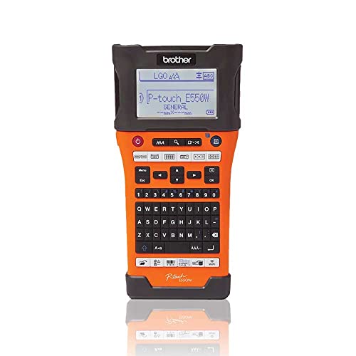 Brother P-Touch E550WVP QWERTY Layout, Handheld Label Maker Orange 24mm