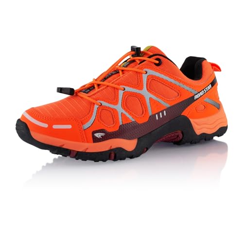 Fusskleidung® Damen Herren Wanderschuhe atmungsaktive Trekkingschuhe Orange Dunkelrot Weiß EU 39