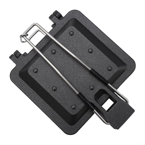 Bulevisiter Tragbare Camping-Sandwich-Maker, doppelseitige faltbare Pfanne mit Antihaftbeschichtung, multifunktionales Kochwerkzeug für Outdoor-Abenteuer