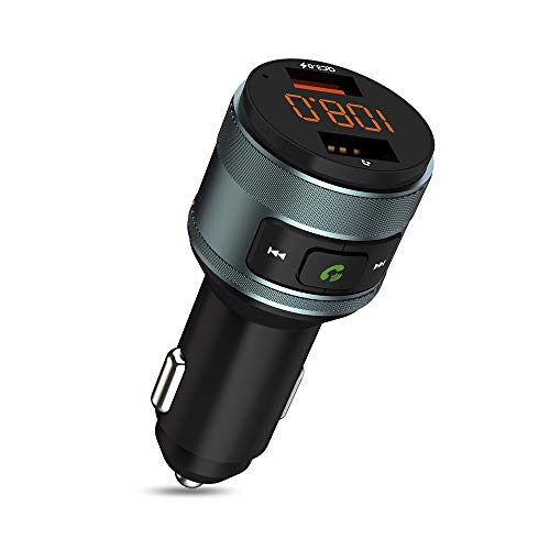 ZeaLife Bluetooth FM Transmitter, Auto Radio QC 3.0 KFZ Wireless Adapter Freisprecheinrichtung Car Kit mit Dual Ladegerät Unterstützt 64GB USB Stick