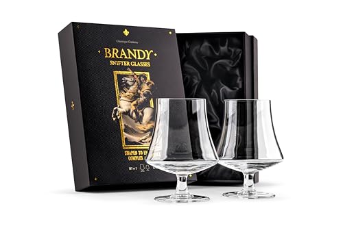 GLASSIQUE CADEAU 440 ml Brandy, Cognac und Armagnac Gläser | 2er Set | Kristall Spülmaschinenfest Cognacschwenker mit Kurzem Stiel | Cognacgläser Geschenkset