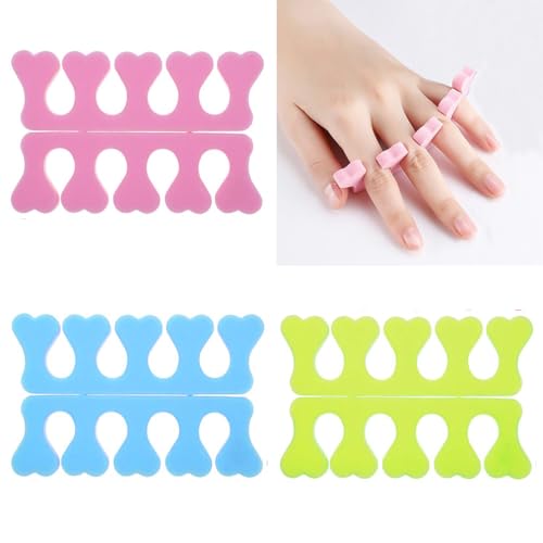Fc'Noqgn 3 Paar Schwamm Zehentrenner, weicher Schaumstoff Fingerspreizer Set, Zehentrenner Fingertrenner, Spacer Pediküre Nagelwerkzeug