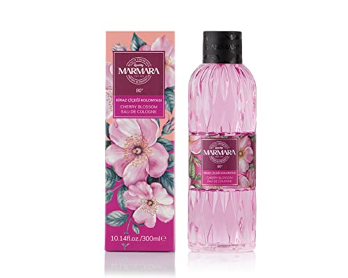 MARMARA BEAUTY Eau de Cologne Kirschblüten 300ml - 80° Alkohol - erfrischender Duft für Frauen - Duftwasser für Damen - Erfrischt kühlt - Frisch & Blumig - EDC Women - Kölnischwasser