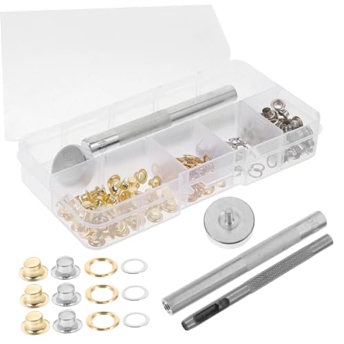 TOKIDNY Leder Verbinden 1 Set Grommet Kit Mit 150 Grommets Und Installationswerkzeugen Für Taschen Schuhe Und Stoffreparaturen Nickel Und Rostfrei Ideal Für Kreative Projekte