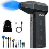EUKI Elektrische Staubgebläse Luftdruckspray, 3-Gang 150000 U/min, Druckluft Compressed Air Duster mit 6000mAh Akku, Reinigungsbürste und USB Schnellladung, für PC Reinigungsset, Auto, Sofa