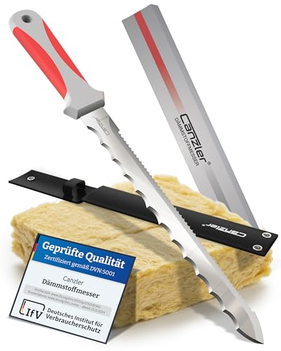 Canzler Dämmstoffmesser - Länge 420mm - rostfreie 280mm Klinge - rutschfester 2 Komponenten Kunststoffgriff - inkl. Etui, zur sicheren Aufbewahrung