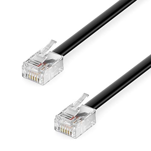 deleyCON 1m Telefonkabel RJ11 Modularkabel 6P4C Westernkabel RJ11 auf RJ11 Stecker Flachkabel Telefondose Modem Router Fax ISDN DSL VDSL Internet Schwarz