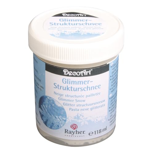 Rayher Hobby Rayher Glimmer-Strukturschnee, Dekoschnee-Paste, für frostig glitzernde Schneeeffekte, Dose 118 ml, weiße, glimmernde Strukturpaste, auf Acrylbasis, wasser- und wetterfest, 38074000