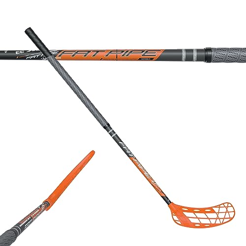 Fat Pipe Floorball Schläger Unihockey Stock 'Zack 33 Bone ORANGE' - IFF Zertifiziert (Rechte Hand Oben (Linksauslage), Schaftlänge 87 cm (Gesamtlänge 97 cm))