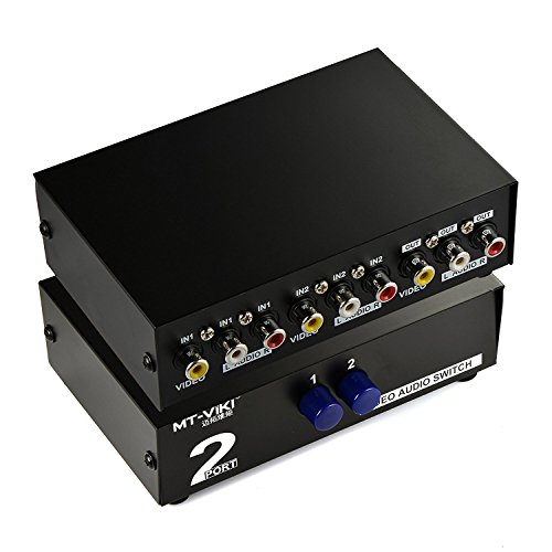 LEAGY 2 Way AV Switch Cinch Umschalter 2 in 1 out Composite Video Audio L/R Selector Box für DVD STB Spiel consoles-black