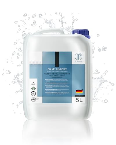 Planet Sensitive® - 5L alkoholfreies Desinfektionsmittel, u.a. für Hände, Flächen & Haut - Gegen Bakterien, Viren, Sporen, Pilze, Hefen, Schimmel und Gerüche | Kanister (Halal & Koscher)