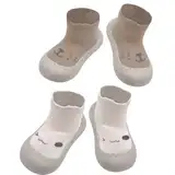 APOMOONS 2 Paar Baby Sockenschuhe, Rutschfeste Niedlicher Cartoon Weicher Stricken Babybodenschuhe Krabbelsocken Baby Barfußschuhe Kinderschuhe für Baby Mädchen Junge