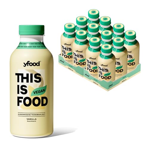 yfood Trinkmahlzeit Vegan Vanilla - 12 x 500 ml für unterwegs und stressige Tage, 26g Protein, Vitamine und Mineralstoffe - inkl. 3 € Pfand