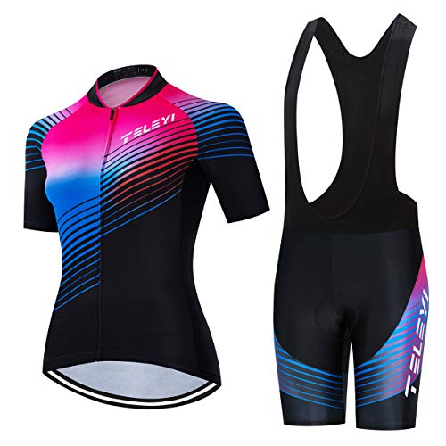 Damen Radtrikot Set Trägerhose Anzüge Sommer Rennrad Kleidung, Cc6501-2a, 38