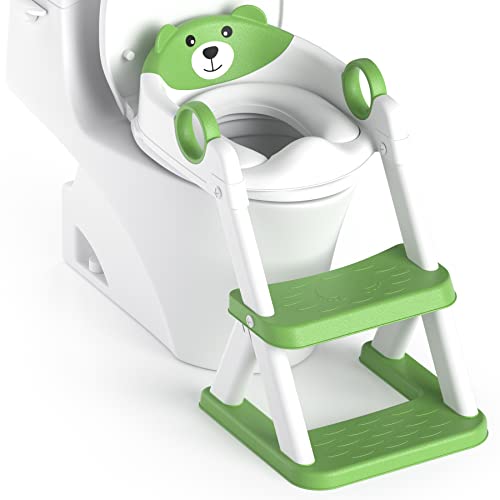 Rabb 1st Toilettenleiter für kinder, Upgraded Kindertoilette für Jungen und Mädchen, 2-in-1 kinder toilettensitz mit treppe, Spritz- und Rutschfestes Trittbrett.