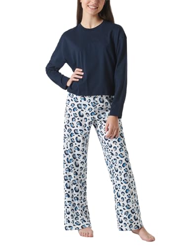 Schiesser Mädchen Schlafanzug Set Pyjama Lang-100% Organic Bio Baumwolle-Größe 140 Bis 176 Pyjamaset, Blau_181970, 164