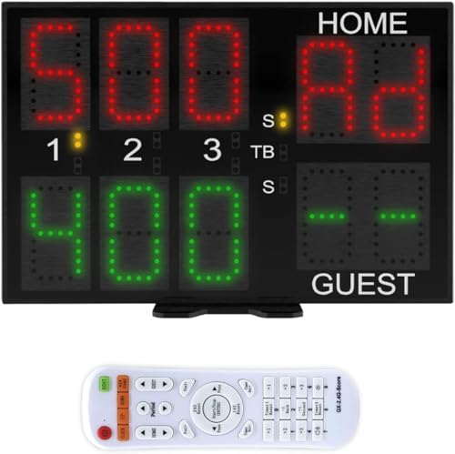 Anzeigetafel Elektronische, Digitale Scoreboard 10 Stellige LED Tennis Anzeigetafel mit Fernbedienung für Tennis Volleyball Baseball
