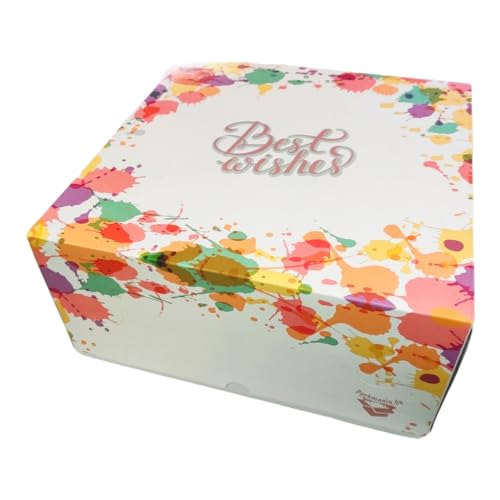 5 Tortenkarton 25x25x15/23 cm | höhenverstellbar | Stabil | 2teilig | Praktisch | lebensmittelecht für Torten Kuchen Muffin Donuts | Cake Box | Transportverpackung | Transportbox | Geschenkverpackung