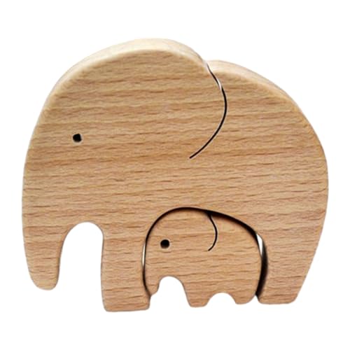 CRGANGZY Decor Kreative Eltern- und Kinderfigur, Tierthema, gebogen, Muttertagsgeschenke, Holzelefant, Familienthema (B)