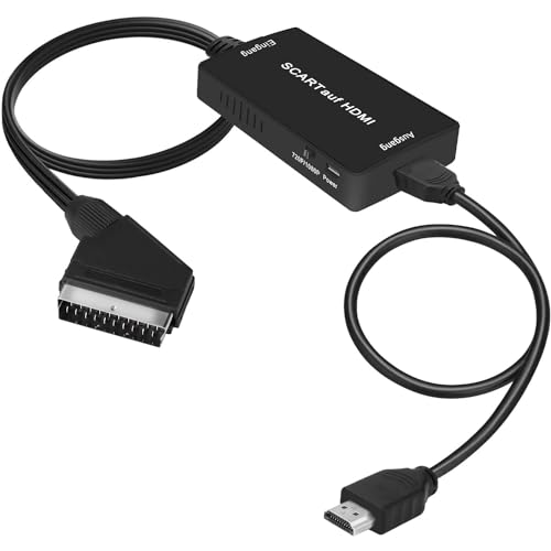 uhddadi Konverter, Scart auf HDMI Adapter Video Audio Wandler HD 1080P mit HDMI Kabel, für HDTV STB VHS Xbox PS3 Sky DVD Blu-ray usw