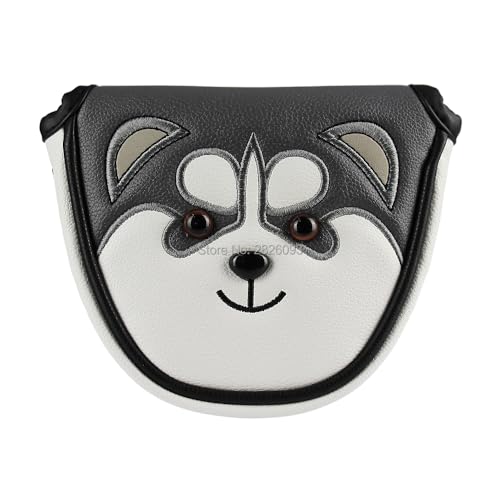 ZiYouao SchläGerkopfhüLlen Mallet Golf Putter Headcover PU Leder Staubdicht Schöne Husky Tier Kopf Abdeckung for Putter Golf SchläGerhauben