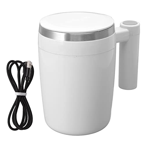 Zerodis Elektrischer Mischbecher Automatischer Magnetrührbecher Automatischer Magnetrührkaffeebecher 380 Ml USB-Aufladung Edelstahl-Kaffeemischbecher Selbstrührbecher