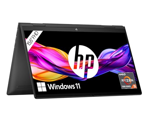 HP Envy x360 2-in-1 Laptop | 15,6" FHD-Touchscreen | AMD Ryzen 5 7530U | 16 GB DDR4 RAM | 512 GB SSD | AMD Radeon Grafik | Windows 11 Home | QWERTZ | Schwarz