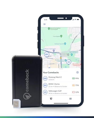 Comeback GPS-Tracker ohne ABO inkl SIM, Magnetisch, Tracking in der gesamten EU, inkl. Großbritannien und Schweiz, Aktivierung mittels Einmalzahlung, kostenlose App