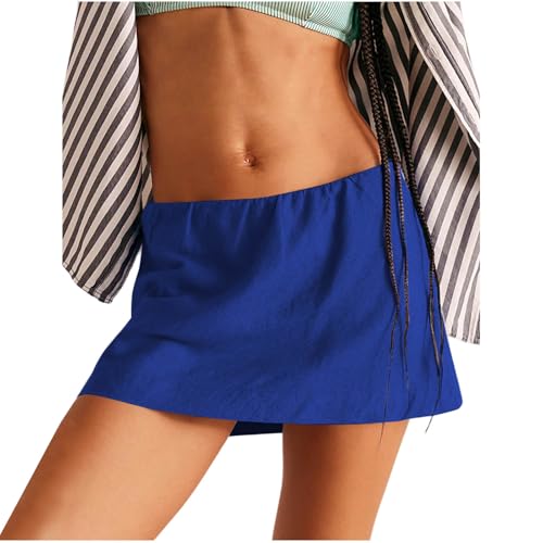 duxyoz Mini-Rock für Damen, elastische Taille, sexy Sommer-Bleistiftrock mit Innenshorts, einfarbig, Tennis-Skorts, leicht, bequem, lässig, athletisch, Golf, Laufröcke, Y2K-Kleidung, blau, S