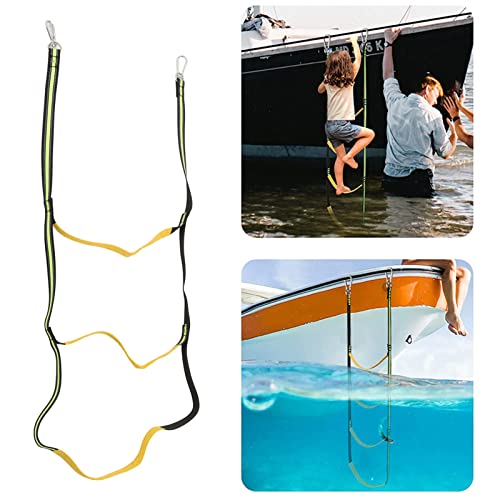 Bootsleitern Gummiboot Spezielle Boarding Soft Ladder Boat Marine Strickleiter Klappbare Hängeleiter Boarding Strickleiter für Schlauchboot Kajak Motorboot(Fluoreszierendes Grün 3 Stufen)