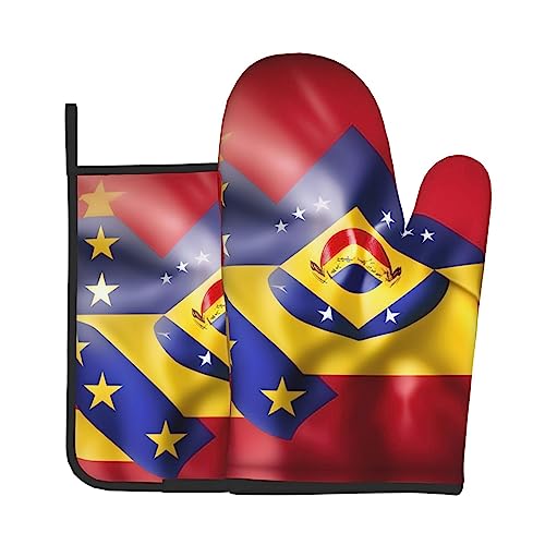 Topflappen und Ofenhandschuhe, wasserdicht, ideal für Küche, Mikrowelle, Backofen und Grill, Flagge Venezuelas