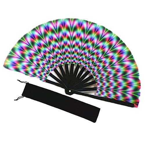 BFANGLC Fluoreszierender Faltfächer, bunte Handfächer für Damen und Herren, Party, Club, Aufführungen, Tanzfächer, Hochzeit, Heimdekorationen