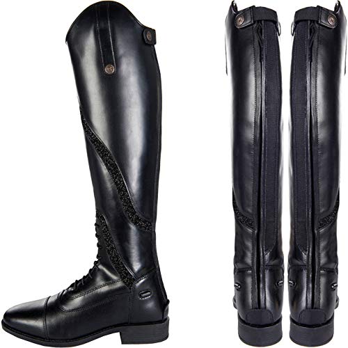 HKM Erwachsene 9108 Reitstiefel Gijón, Standardlänge/-Weite, Lederreitstiefel, Unisex 36-42 Hose, Schwarz, 39