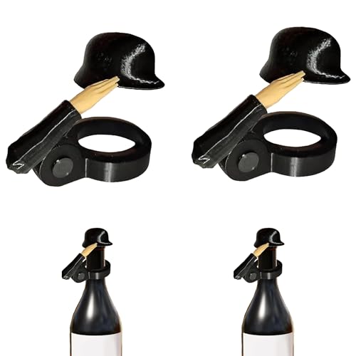Jiahuade Soldat Salute Bier, Soldat Salute Bierflaschenhelm, Bierflaschen Helm, Helmflaschenöffner, lustiger Salute-Soldaten-Bierhelm,Wiederverwendbar,für Veteranen,aktive Soldaten (2 Stück Schwarz)